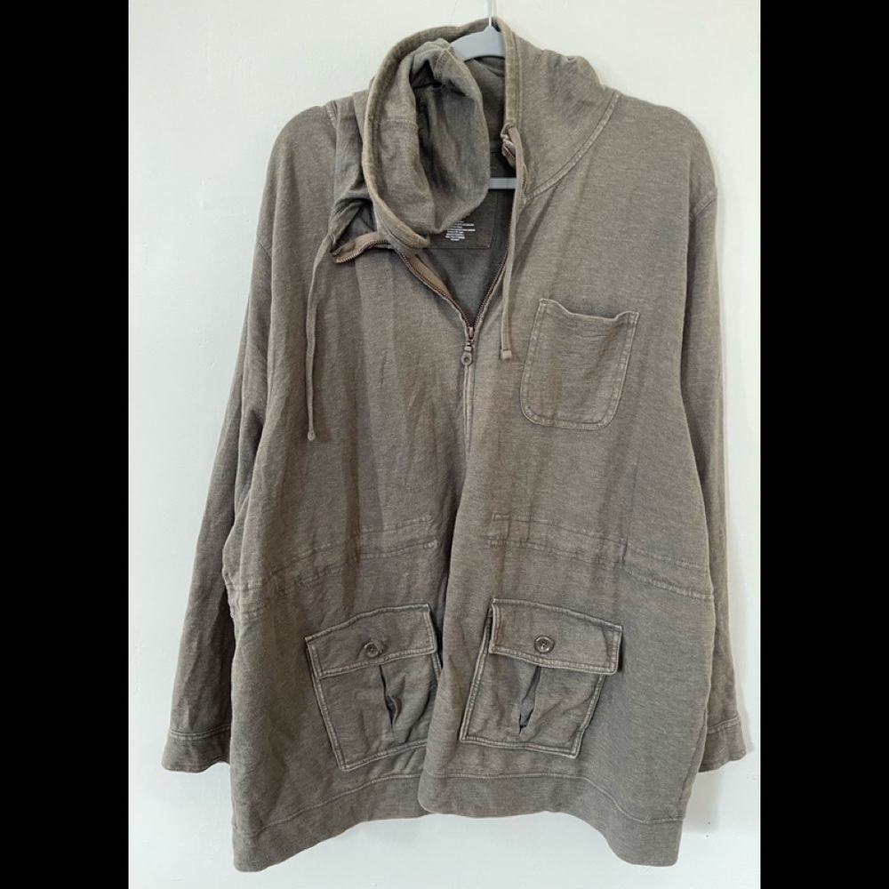 Khaki/olive green sweatshirt cargo jacket